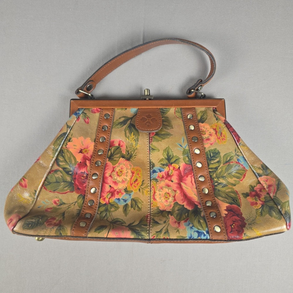Patricia Nash Nemoli Frame Bag Spring Multi Floral Tapestry Kiss Lock + Strap